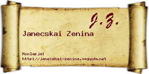 Janecskai Zenina névjegykártya